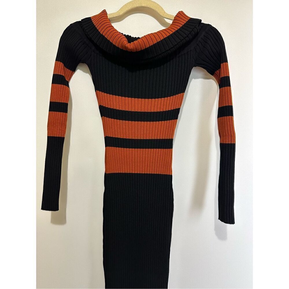 Black and orange midi knit dress - Picture 6 of 7
